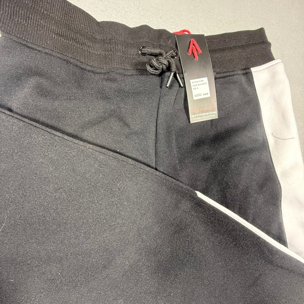 Game Changer$ Mens Black White Colorblock Jogger Sweatpants Studio Collection L